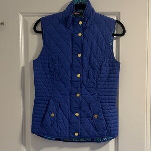 Lilly Pulitzer Blue Quilted Vest with Gold Buttons